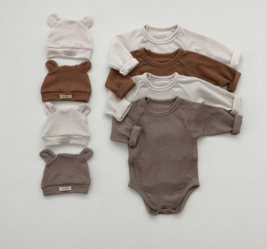 Conjunto de ropa  para bebé, Pelele de manga larga + pantalón + sombrero, 3 piezas en 1