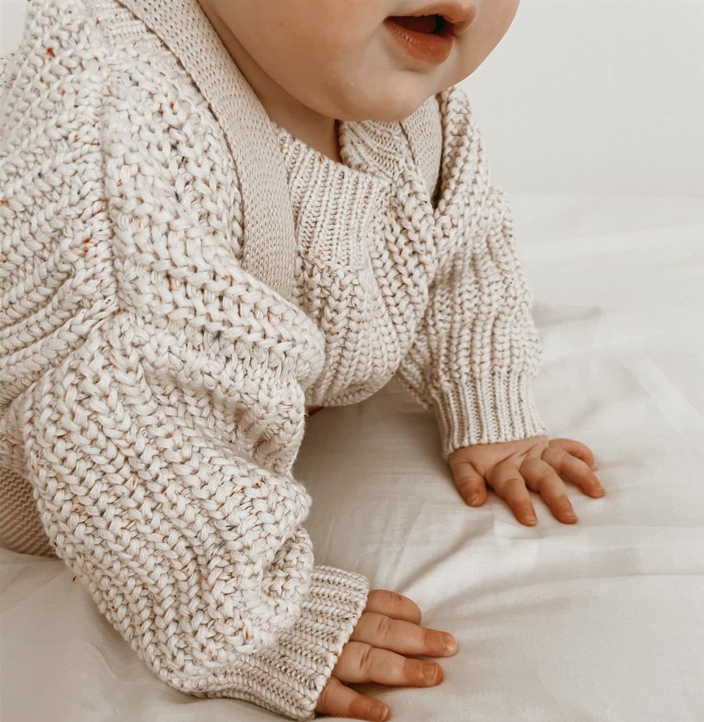 Suéter suelto de punto para bebé, ropa de otoño e invierno, cuello redondo